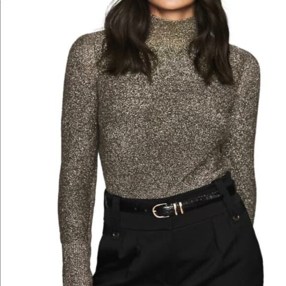 REISS Jemima Metallic Turtleneck Sweater - Picture 1 of 8